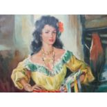 Fuzasil, oil on canvas, Portrait of Romany woman, signed, 58 x 78cm