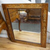 An Edwardian rosewood and marquetry mirror, width 72cm height 82cm