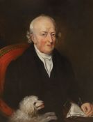 After Sir David Wilkie R.A (1785-1841), oil on canvas, Portrait of a gentleman with terrier, 19 x