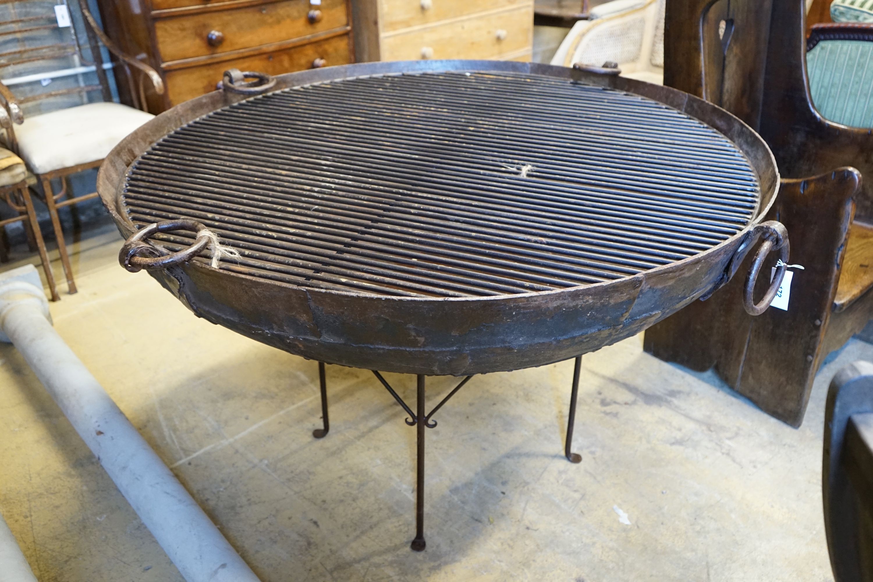 A wrought iron fire pit, diameter 61cm height 57cm - Image 4 of 6