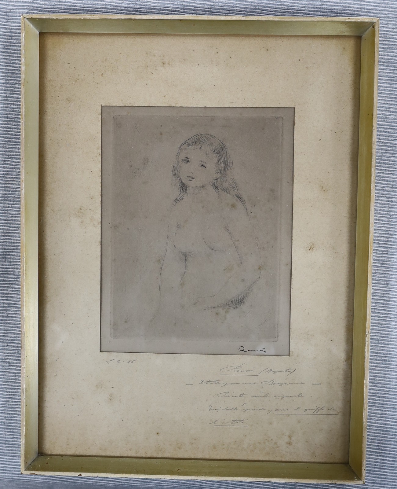 French school, etching, portrait of a young female, signed with an indistinguishable inscription, 23 - Image 2 of 3