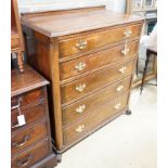 A 1920s oak chest of five drawers, width 89cm, depth 46cm, height 110cm