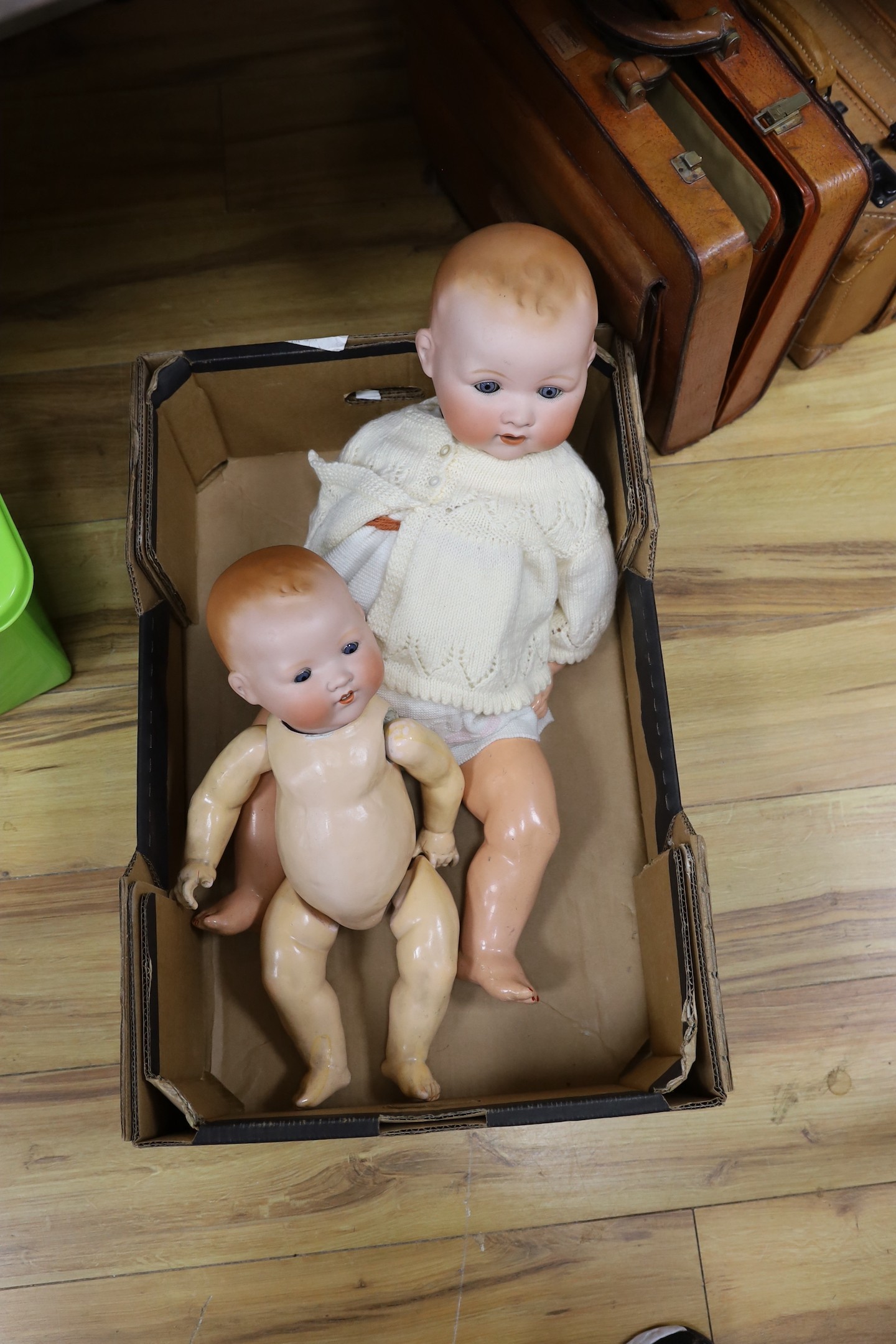 Two early 20th century Amand Marseille open mouthed baby dolls