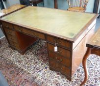 An early 20th century George III style mahogany pedestal desk, width 154cm depth 84cm height 74cm