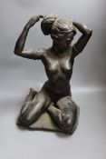 Ronald Cameron (b.1930). A large simulated bronze seated female nude - 36cm tall