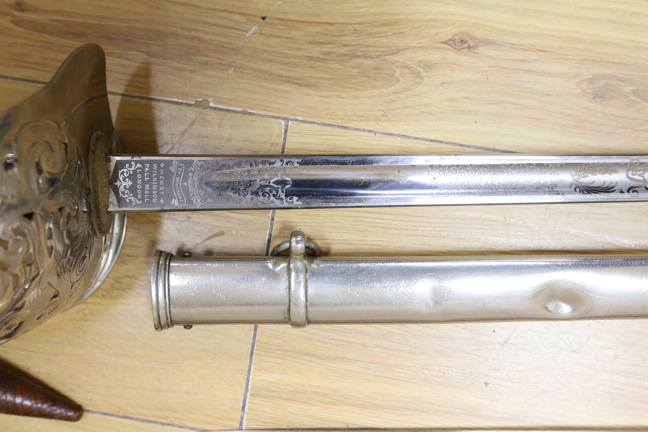 Two George V infantry officer's swords,100cms long. - Image 3 of 7