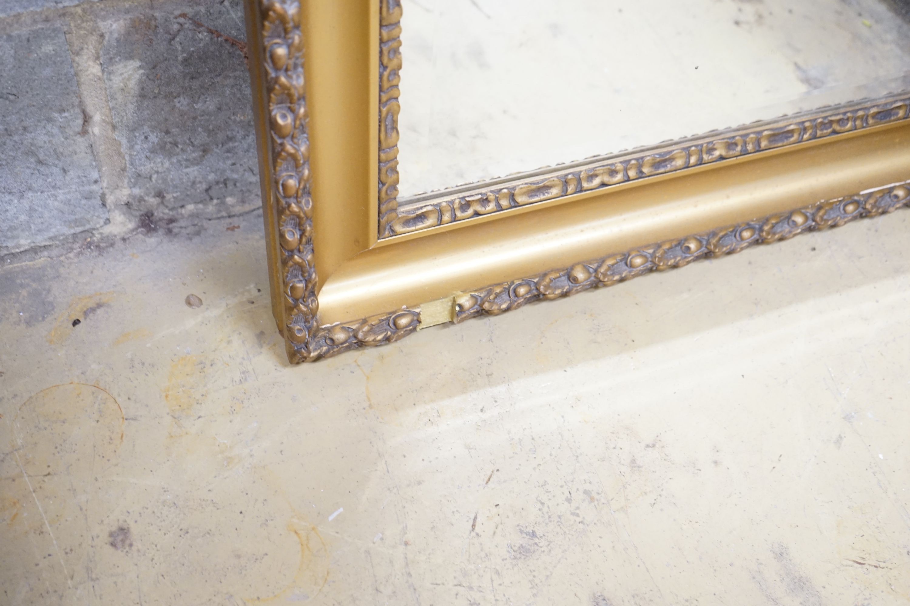 An early 20th century rectangular gilt frame four plate wall mirror, width 78cm, height 137cm - Image 4 of 4