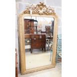 A 19th century French giltwood and gesso overmantel mirror, width 91cm, height 166cm