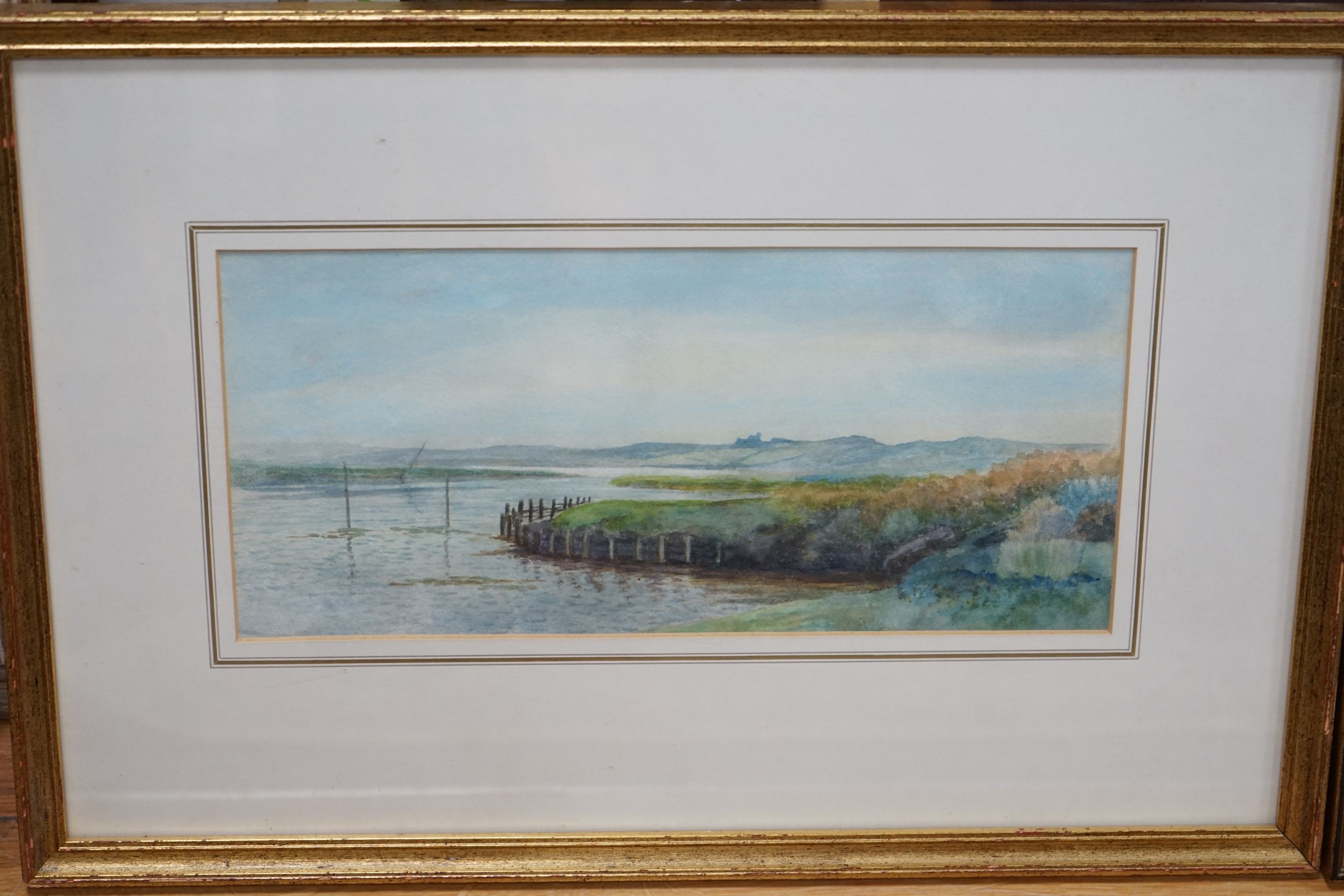 Charles Saunders, watercolour, 'Creek', label verso, 15 x 34cm and another watercolour of a - Image 2 of 3