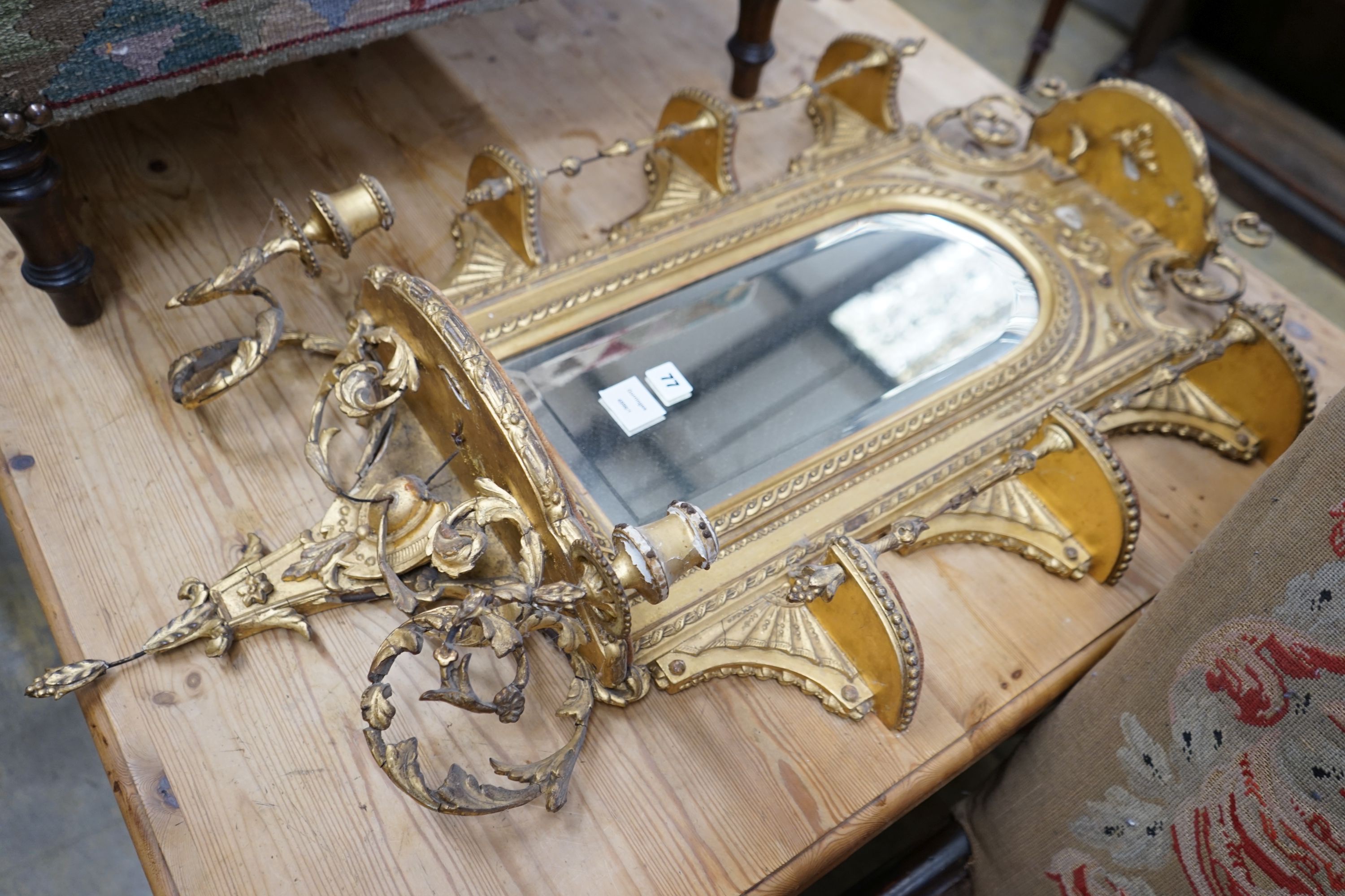 A Victorian giltwood and gesso girandole, width 56cm, height 84cm - Image 3 of 3