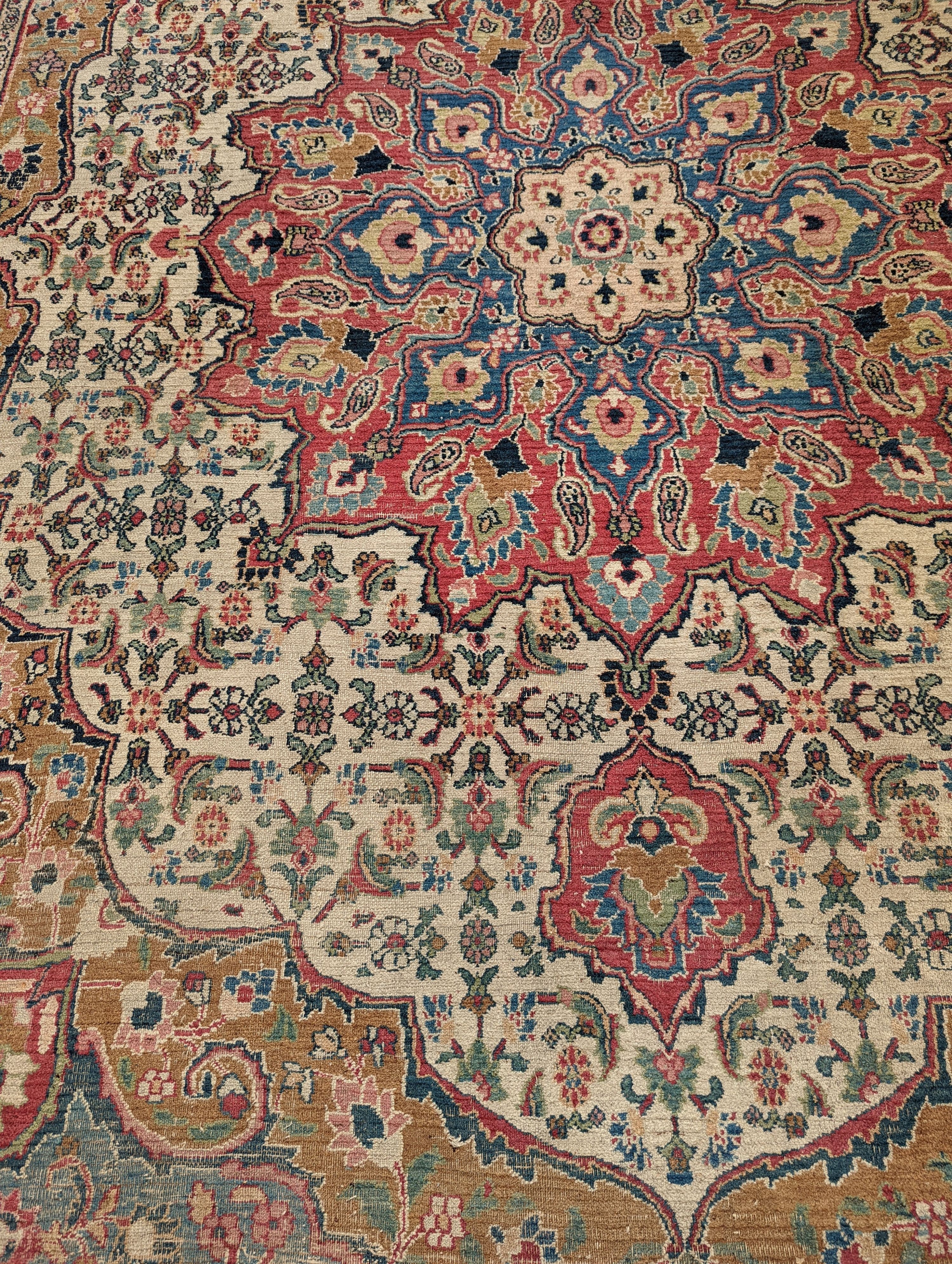 An Isfahan ivory ground carpet, 432 x 330cm - Image 8 of 19