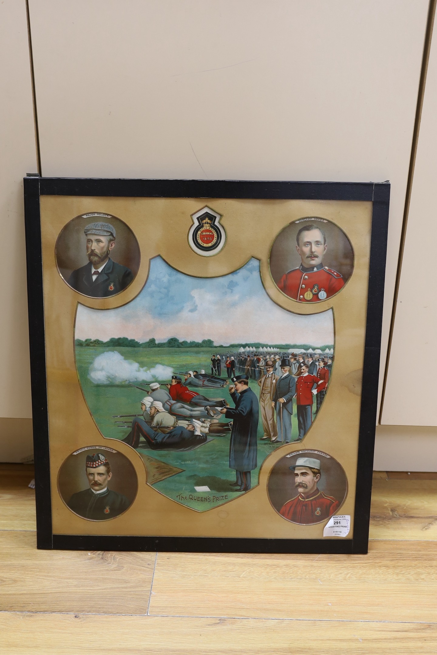 Three framed rifle association prints Including the Queens Prize chromolithograph, Bisley 1895 and 5 - Image 4 of 4
