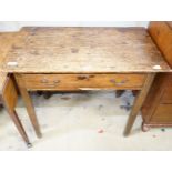 A George III provincial oak and pine side table, width 92cm, depth 53cm, height 76cm