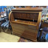 A reproduction inlaid mahogany cylinder bureau, width 110cm, depth 58cm, height 115cm