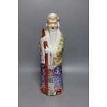 A large Chinese porcelain figure of Shou Lao, Republic period, 45cm