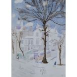 Pauline Sitwell (1916-2010), watercolour, 'Snow in Bayswater', signed, 38 x 26cm