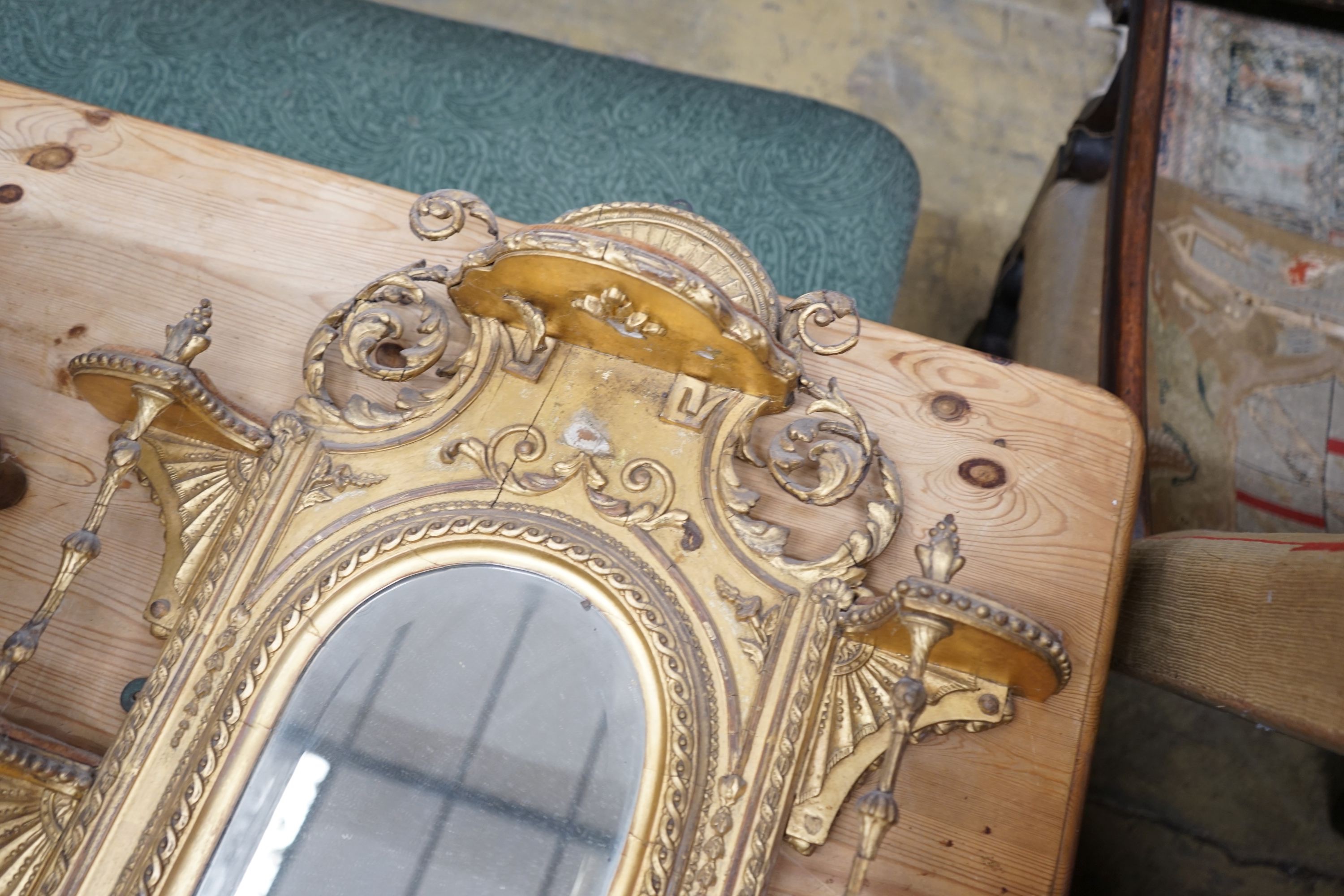 A Victorian giltwood and gesso girandole, width 56cm, height 84cm - Image 2 of 3