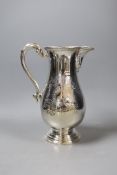 A modern engraved silver water jug, maker, SC, Sheffield, 1971, height 23.8cm,24oz.
