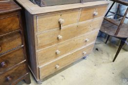 A Victorian pine chest of drawers, width 107cm depth 53cm height 104cm