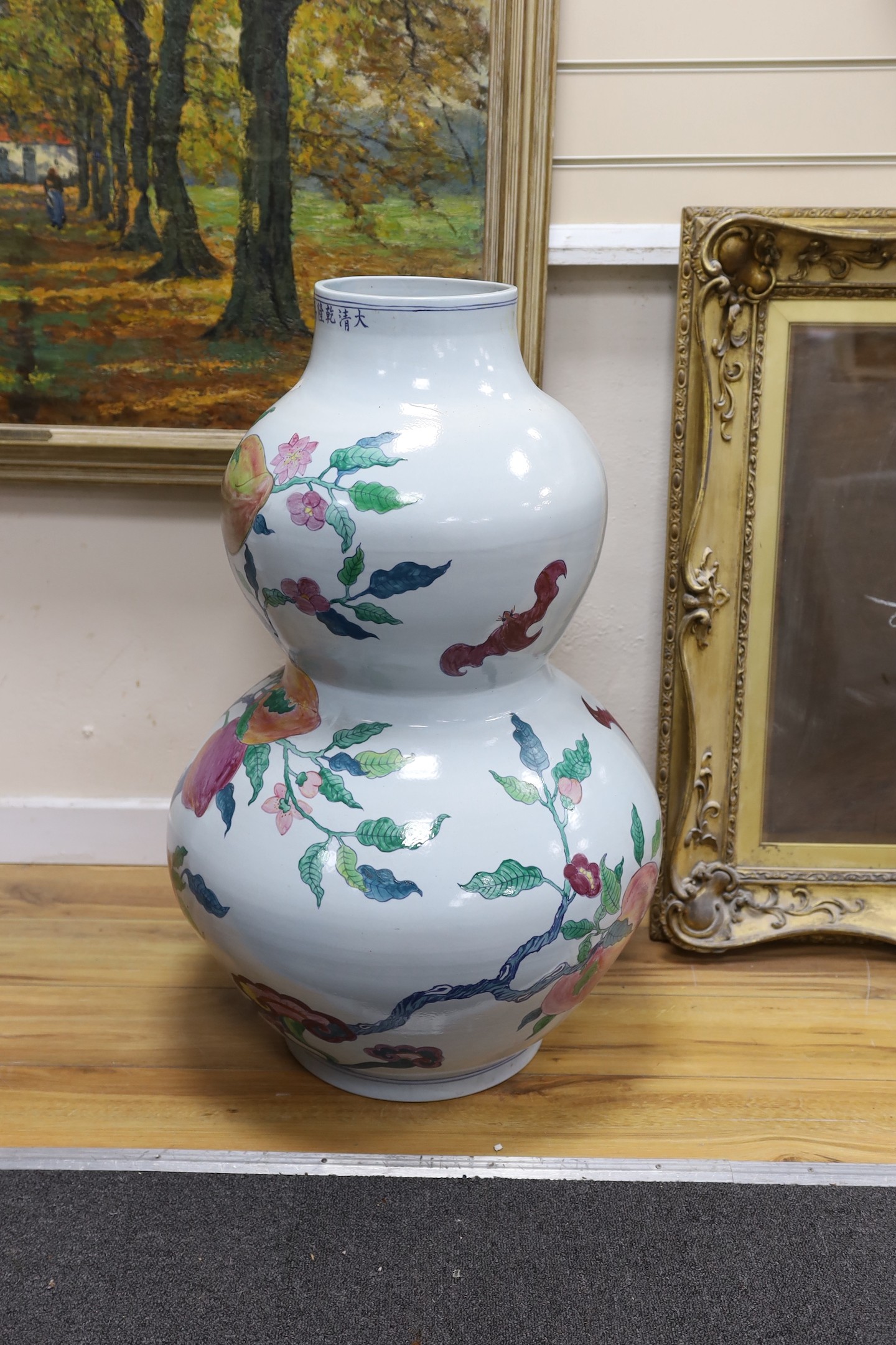 A massive Chinese enamelled porcelain double gourd vase - 84cm tall - Image 2 of 3