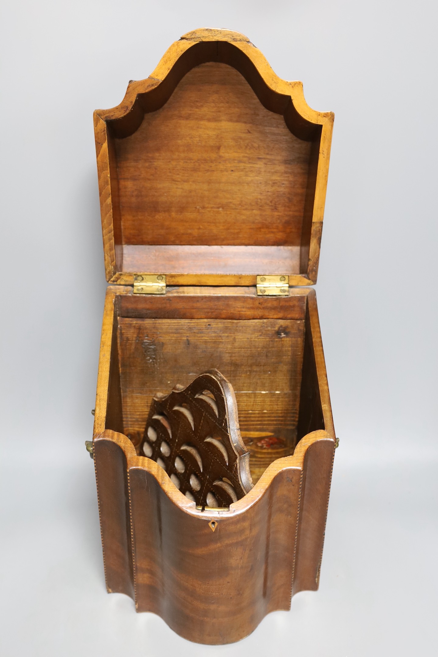 A George III mahogany knife box, original interior fittings loose. 36cm - Image 2 of 2