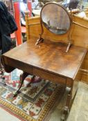 A Regency figured mahogany and ebony strung sofa table, width 83cm depth 66cm height 72cm, and a