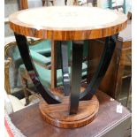 An Art Deco style circular occasional table, diameter 59cm, height 60cm