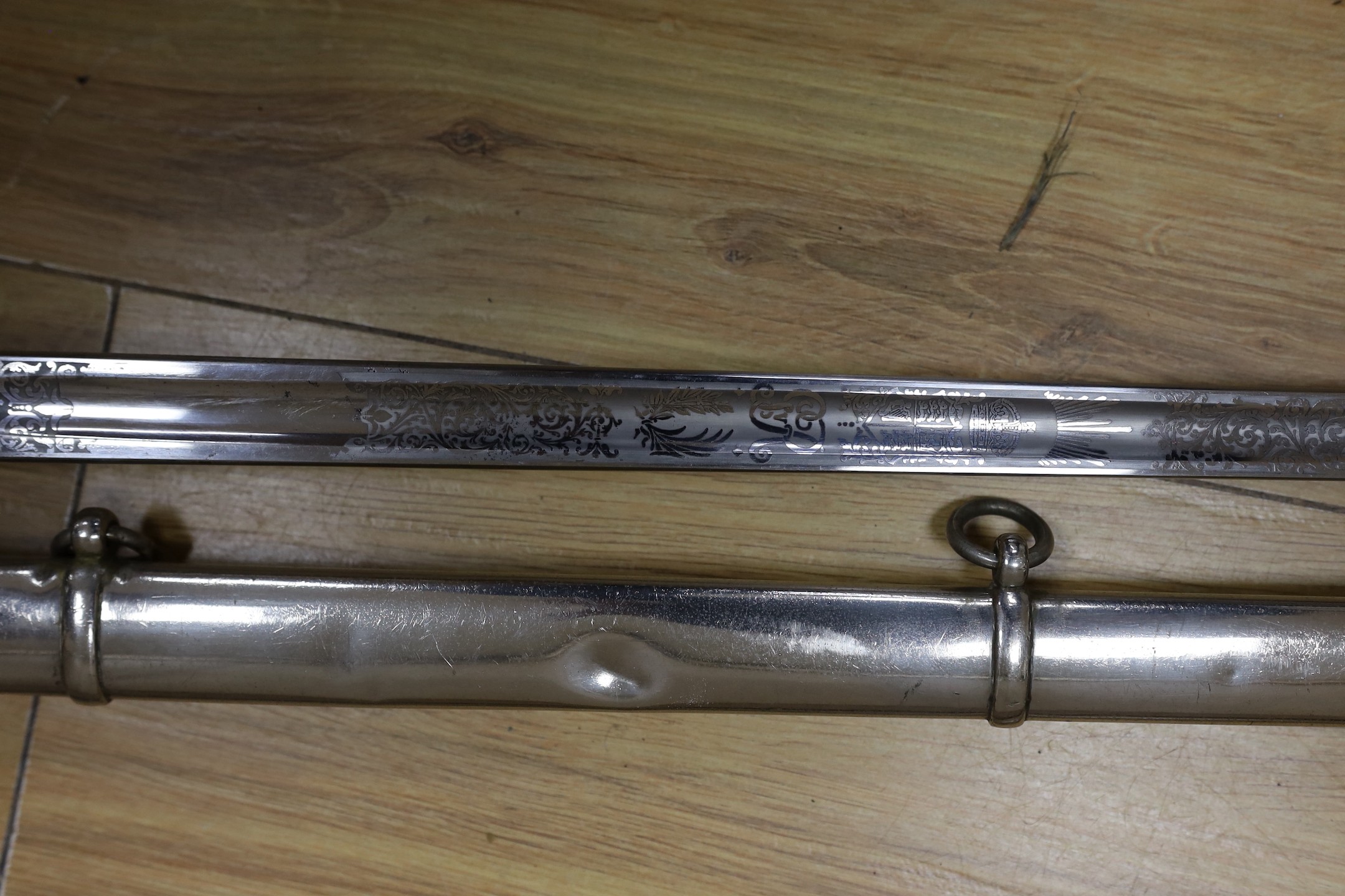 Two George V infantry officer's swords,100cms long. - Image 4 of 7