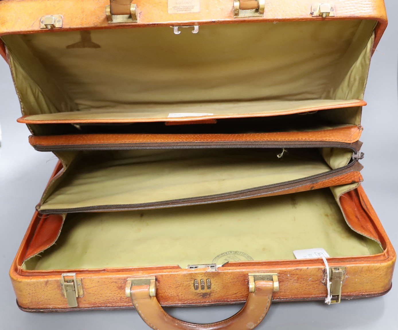 A vintage brown leather briefcase with integrated lock system, together with another Italian - Image 3 of 4