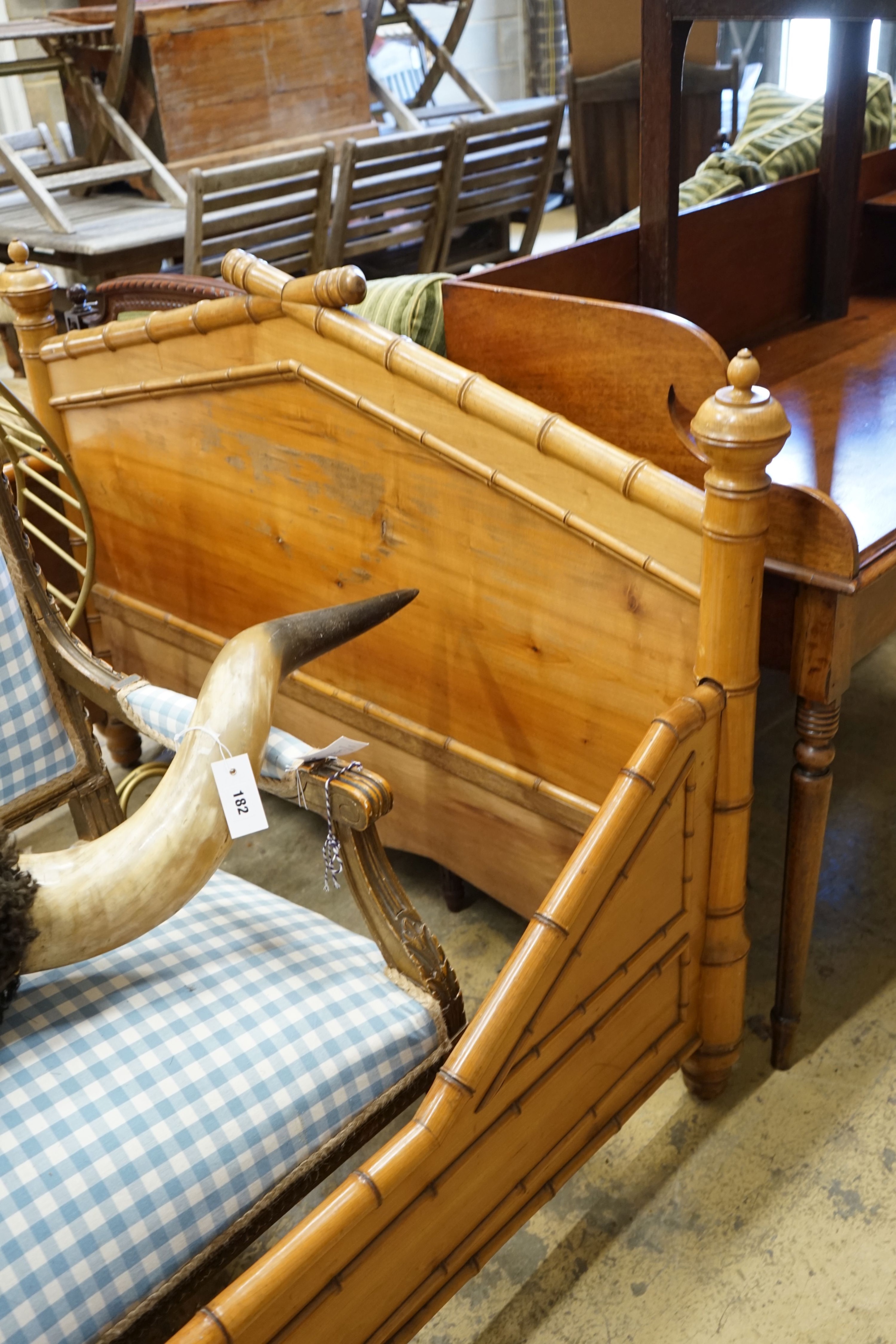 A 19th century French cherry faux bamboo bedframe, width 200cm depth 128cm height 117cm - Image 3 of 3