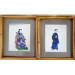 19th century Chinese School, six gouache on pith paper, Studies of courtiers, 18 x 14cm