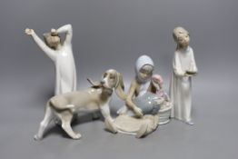 Four Lladro porcelain figures, tallest 22 cm