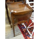 A George III mahogany bedside cabinet, width 35cm, height 75cm.