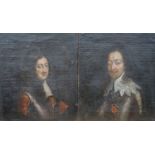 Late 18th century English School, pair of oils on canvas, Portraits of Charles I and Charles II,