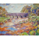 B, Robinson, oil on canvas, 'The Bridge, Ruan Lanihorn', signed, 50 x 60cm