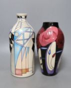 A Moorcroft Mackintosh design vase and a Moorcroft St Pancras Arches of Blue vase, 24cm