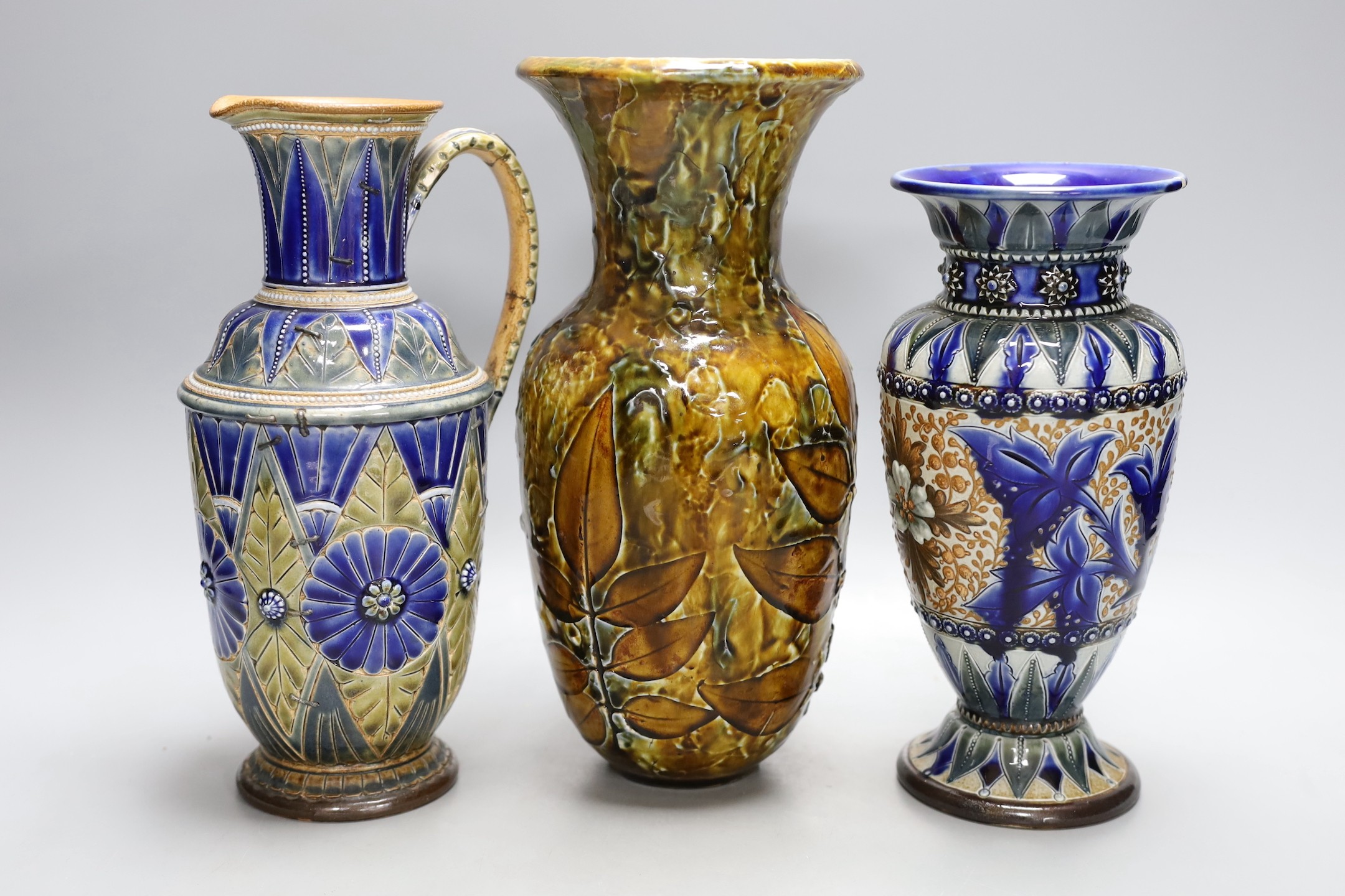 Three Doulton Lambeth stoneware vases/jugs, signed to bases - Image 2 of 5