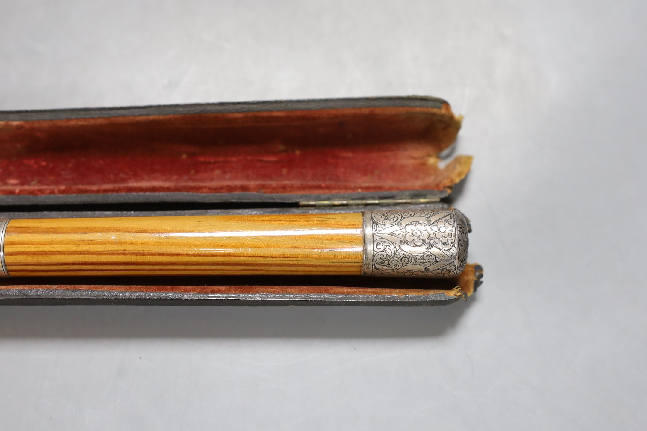 A cased presentation conductors baton,baton 51.5 cms long. - Image 2 of 4