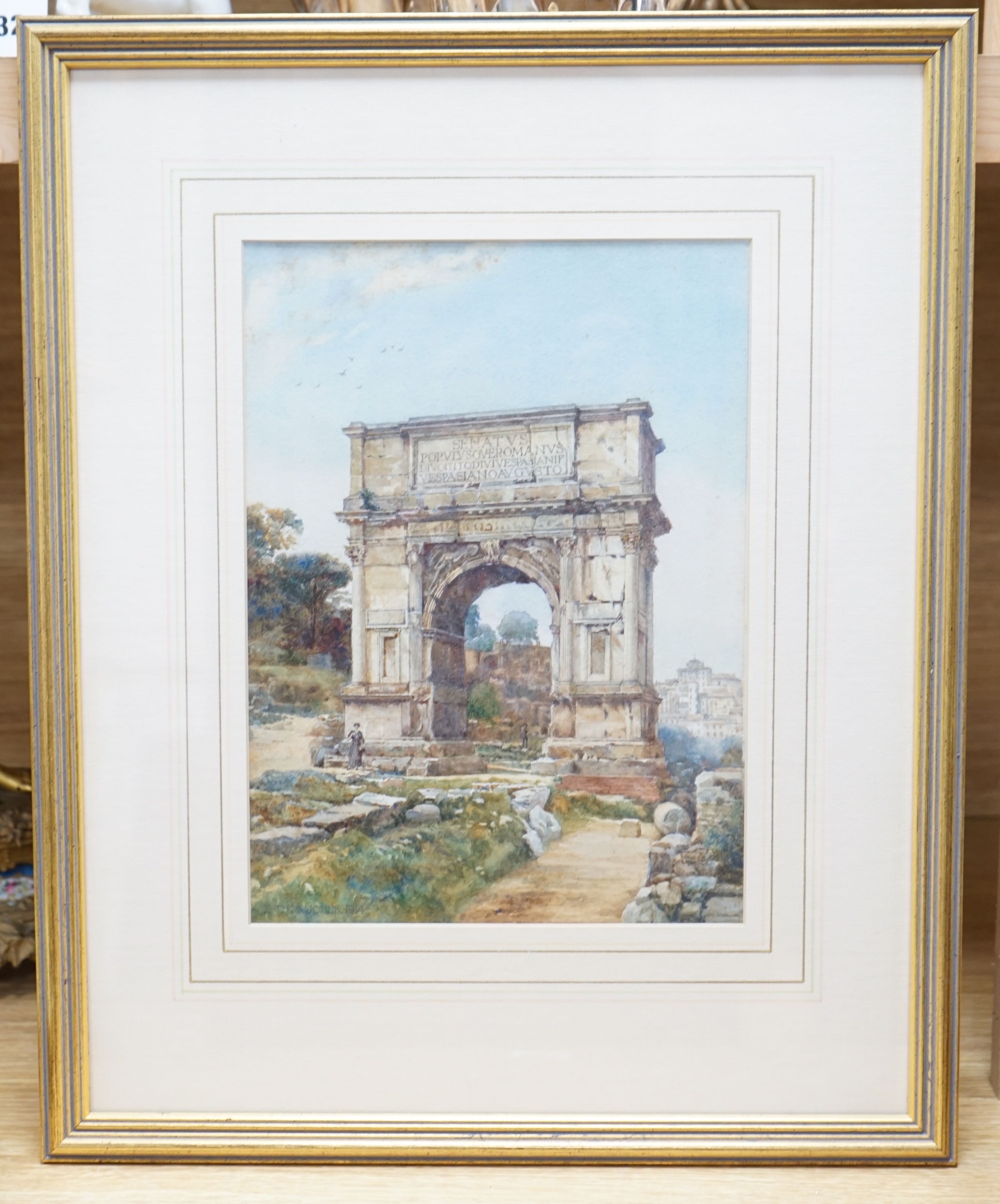 Edwin Thomas Johns (1862-1947), watercolour, 'The Arch of Titus, Rome', signed, 29 x 21cm - Image 3 of 5
