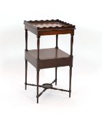 A George III and later mahogany two tier wash stand, width 43cm depth 43cm height 82cm