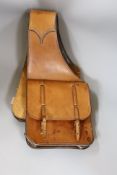A leather saddle bag