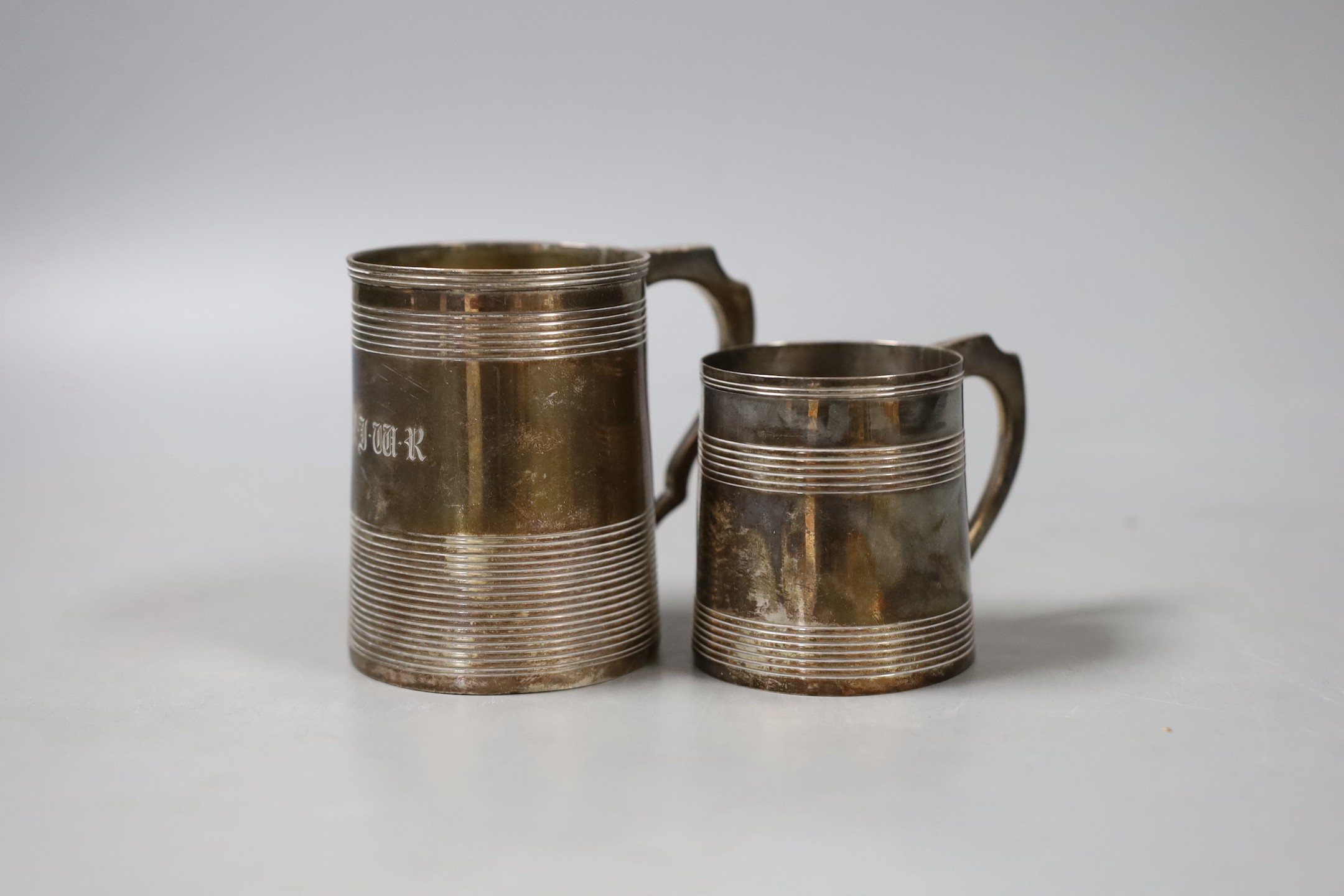 Two George III silver christening mugs, both with reeded bands, Thomas Meriton, London, 1801, 62mm