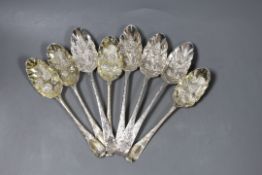 A set of four George III silver 'berry' spoons, by Eley & Fearn, London, 1805 and four earlier