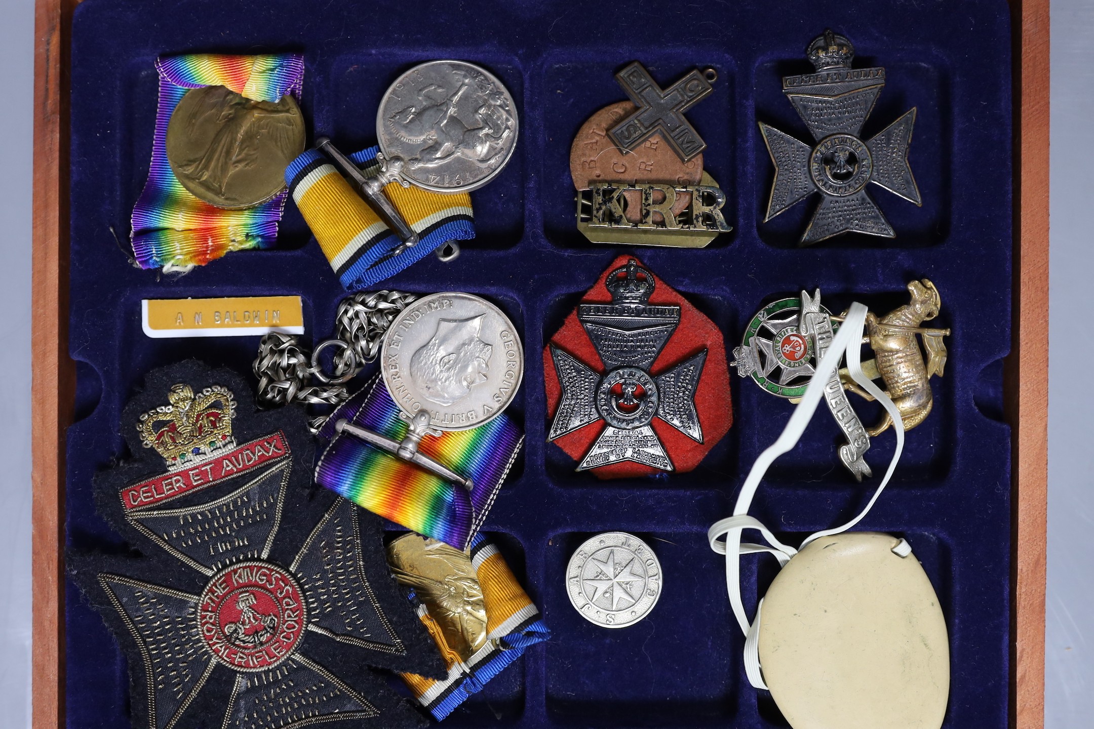 WWI medals, G-13741 PTE. W. H MEARS. THE QUEEN’S R. and 44366 PTE. A. N. BALDWIN. K. R. RIF. C. - Image 2 of 2