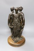 A Reduction de Sauvage bronze group 'The Three Graces',44cms high including base.