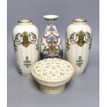 A pair of Ernst Wahliss Royal Vienna secessionist vases, a Worcester pot pourri and a French