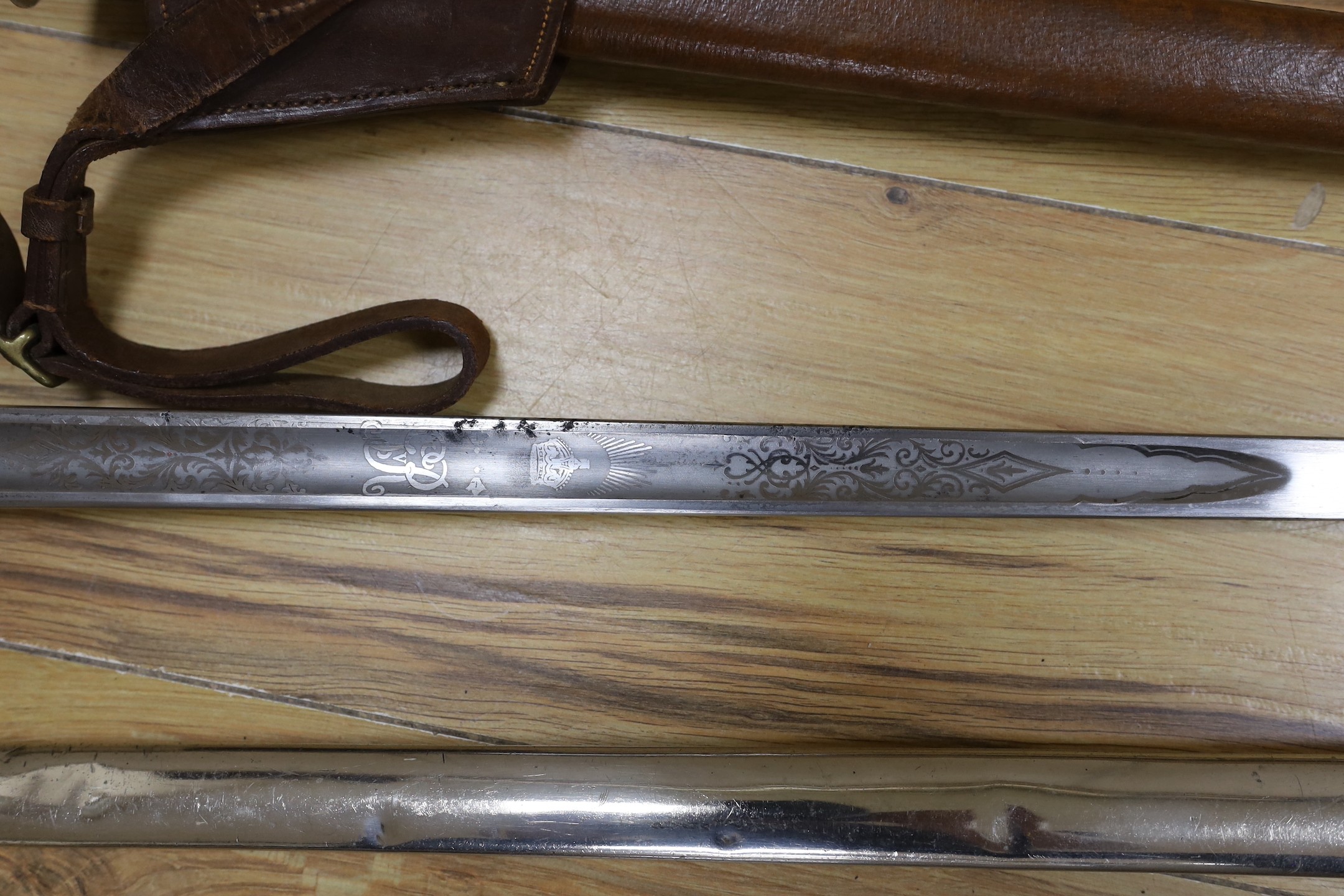 Two George V infantry officer's swords,100cms long. - Image 6 of 7