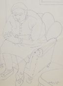 Barbara Tribe (1913-2000), pen and ink, 'Old Mrs Perry', signed and dated 1958, 37 x 28cm