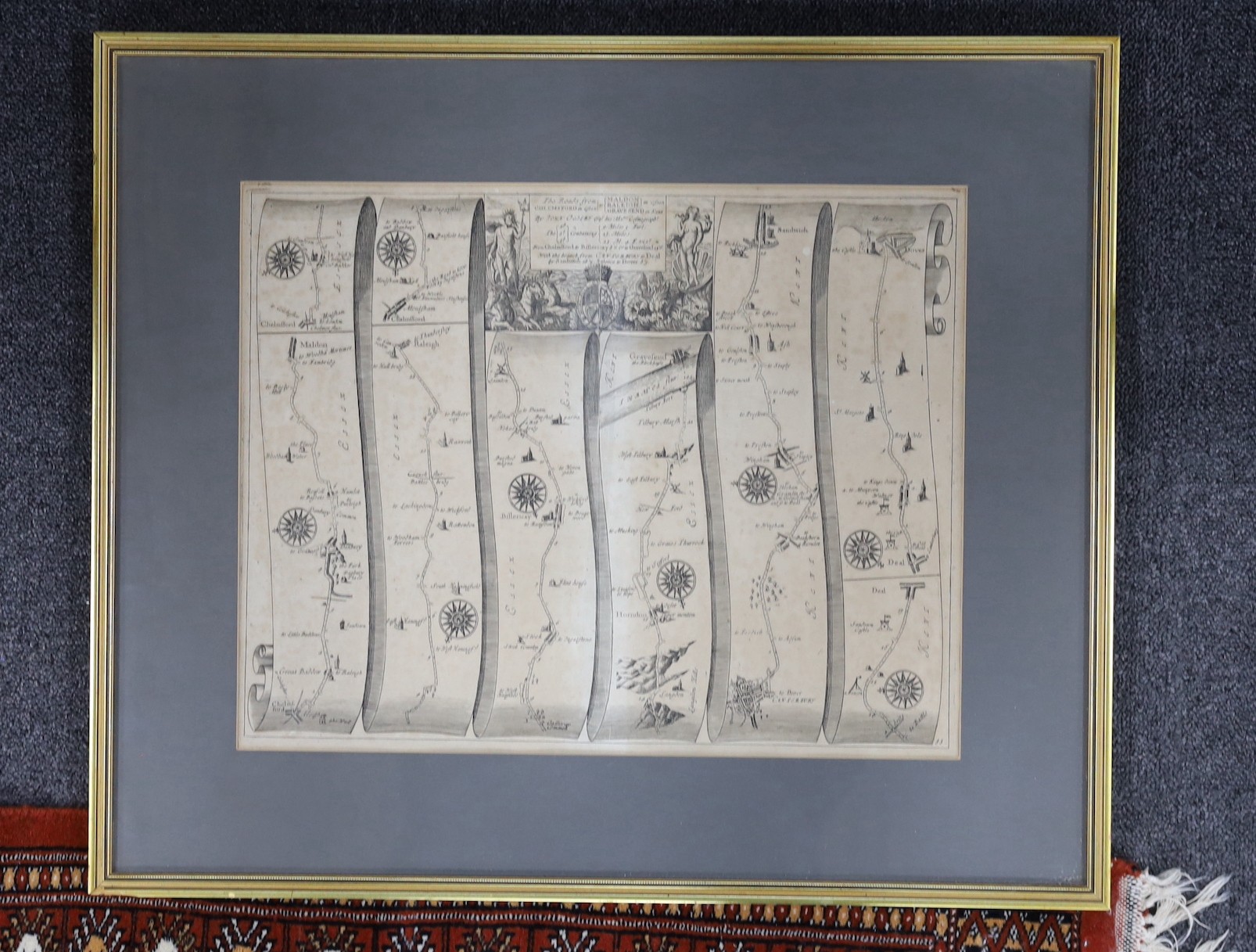 John Ogilby road map Chelmsford to Dover, 33 x 42cm - Image 2 of 2