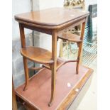 An Edwardian satinwood banded rectangular folding mahogany card table, width 65cm, depth 38cm,